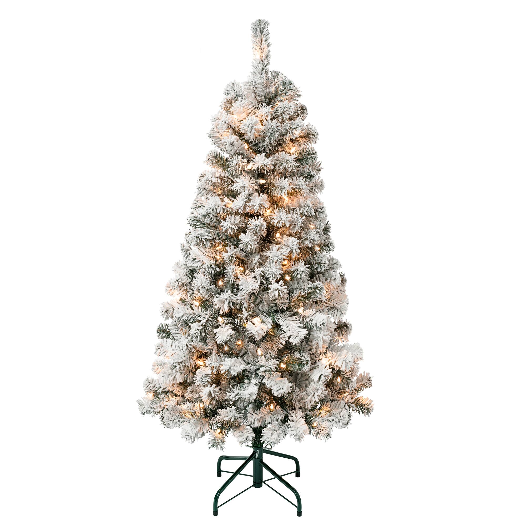 4.5ft. Pre-Lit Flocked Acacia Artificial Christmas Tree, Clear Lights